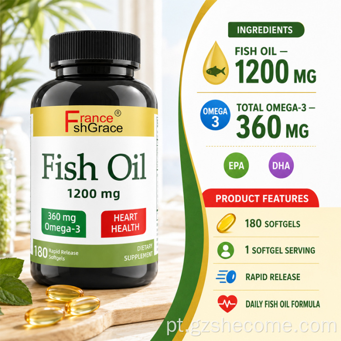 Shecome Óleo de Peixe Softgels Suporte Ômega para Saúde do Coração